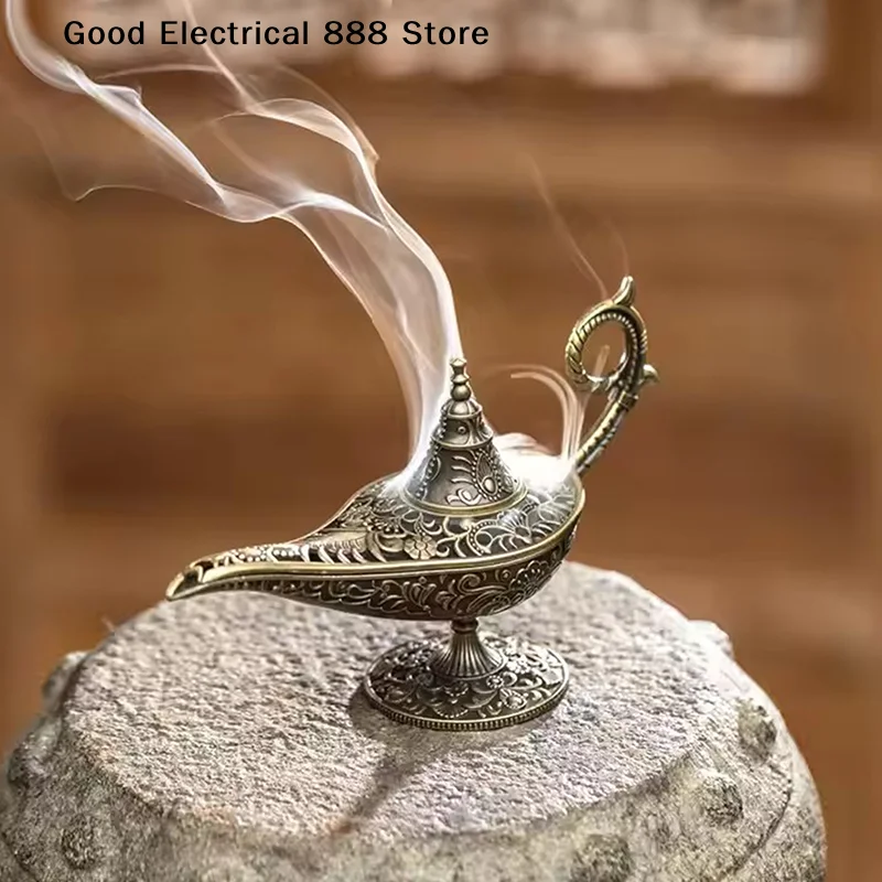 Creative Arabic Incense Burner Holder Antique Style Lamp Metal Retro Incense Burner Scented & Unscented Candle Home Decor Gift