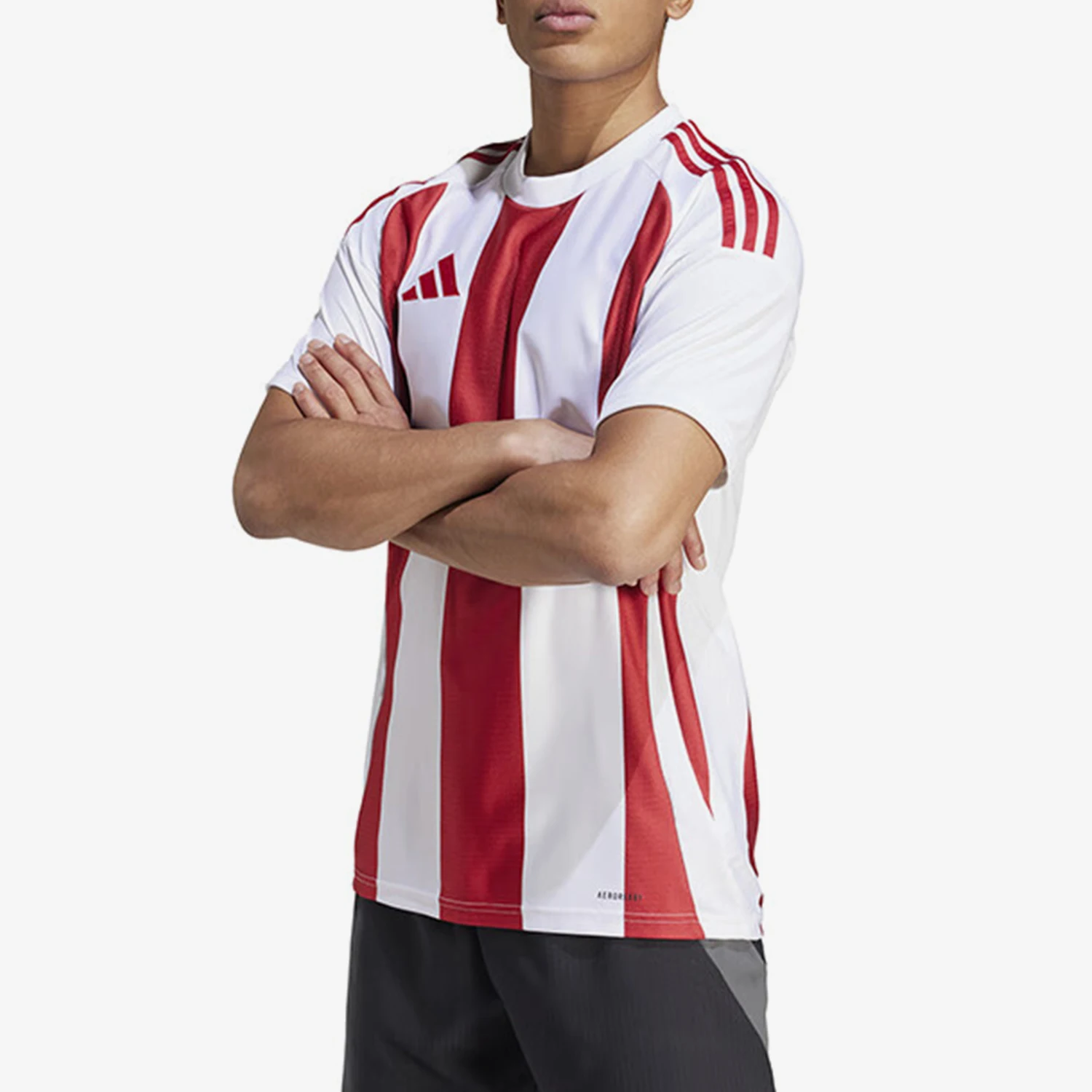 Adidas genuine new men's striped printed football sports short sleeved T-shirt IW2142