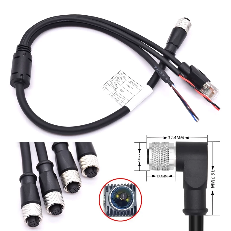 1 To 3 M12 Mid-70 Mid-360 High-Flex Power Network Cable Compatible with DJI Livox LiDAR DC Male/Female XT60 Male Waterproof
