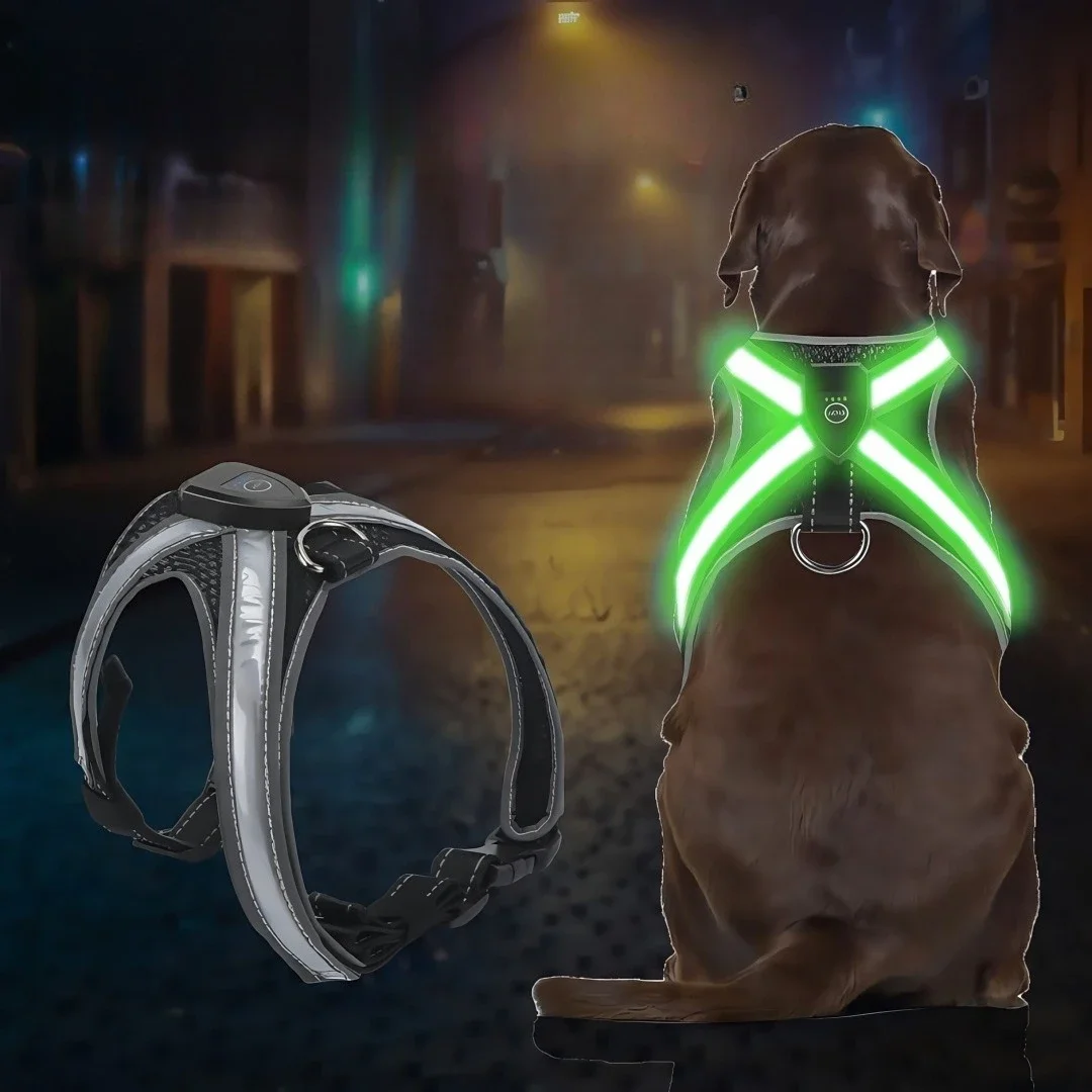 New LED Dog Harness with Color Changing - USB Rechargeable Multicolor Pet Vest, Reflective Adjustable Safety Gear Wholesale