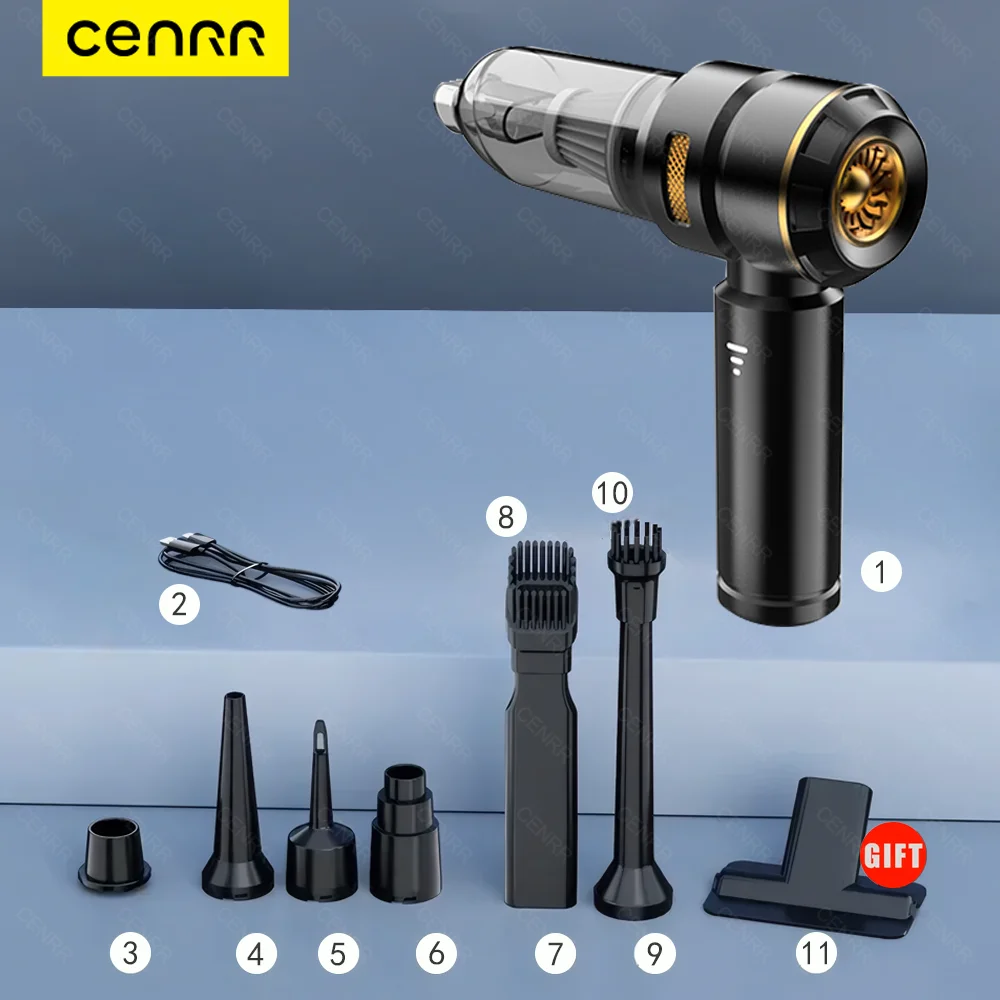 CENRR-ポータブルハンドヘルド車用掃除機、ワイヤレスクリーナー、強力