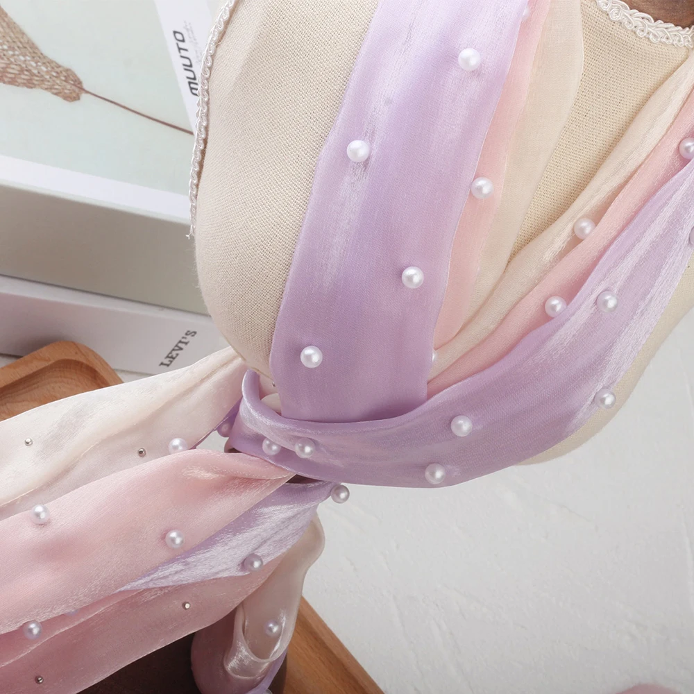 Fishtail Yarn Ribbon Thin Gauze Gift Wrap Webbing Thin Gauze Webbing Pearl Embellished Baking Ribbons For DIY Craft Projects Bow