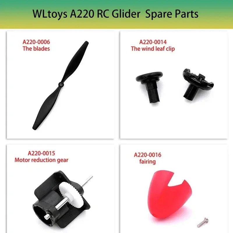 Composants de planeur WLtoys A220 P40 RC - Corps, pales, moteur, train d'atterrissage, récepteur, gouvernail