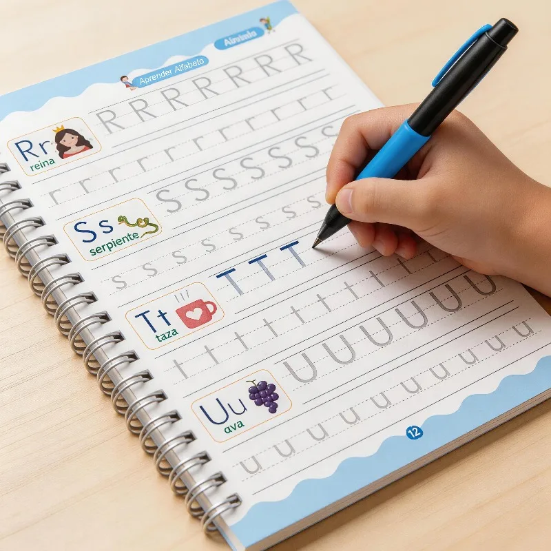 Spanish Alphabet Copybook Letter Writing Groove Practice Book Reading and Writing Practice Writing Activity Copybook Practice