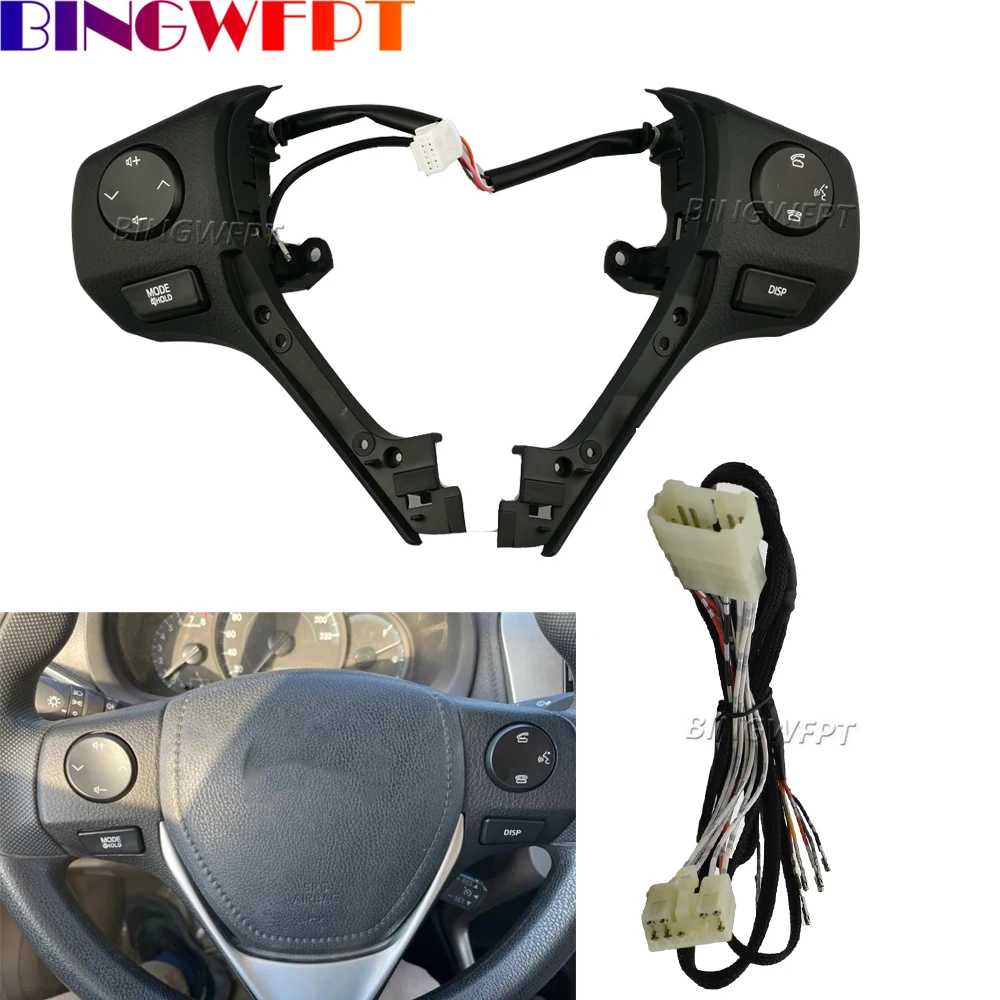 Car Steering Wheel Button For Toyota Corolla RAV4 2014-2018 Multimedia Telephone Audio Control Switch With Transfer Wire