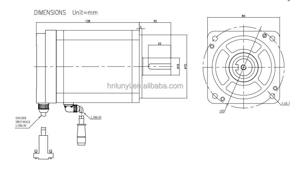 High Precision 48v 1000w 3.2Nm 80mmservo Motor with 2500 Line Encoder Lawn Mower Robot Use