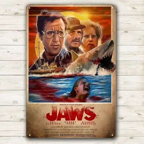 Jaws Retro Horrorfilm Metallposter Blechschild - 20x30cm Platte