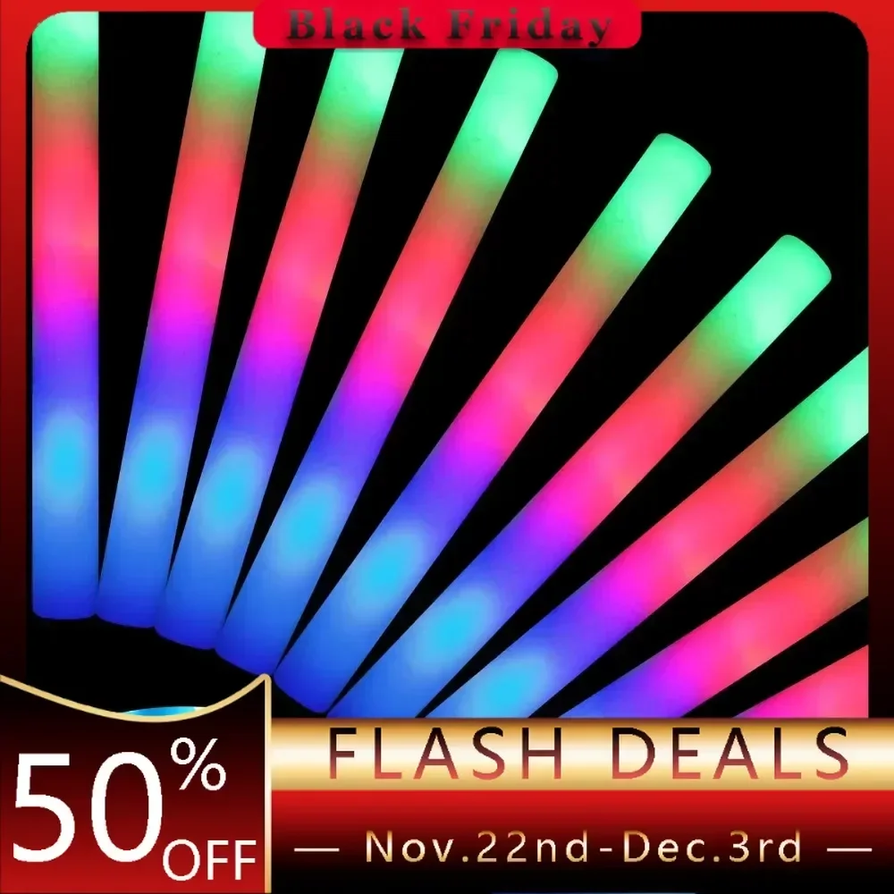 200PCS Foam Glow Stick 3 mode color flicker, LED Glow stick, party pack wedding, concert, Christmas party supplies