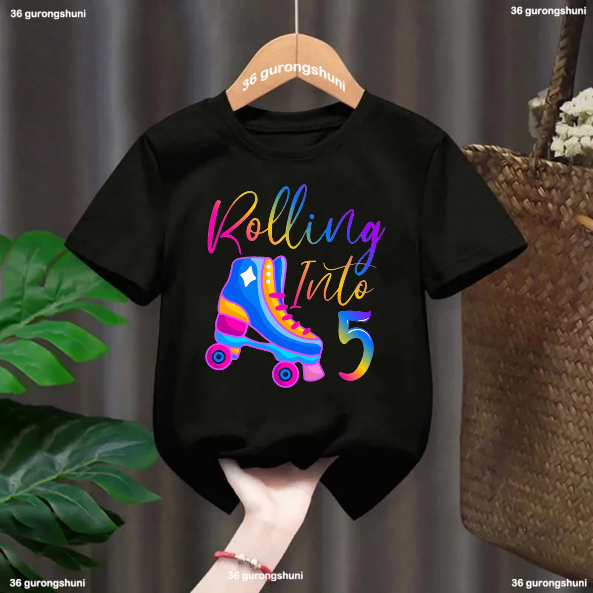 Colorful Rolling Into 3th/4th/5th/6th/8th/9th/10th/11/Th/12/Th/13th Print Tshirt Girl Birthday Gift Kids Clothes Kawaii T Shirt