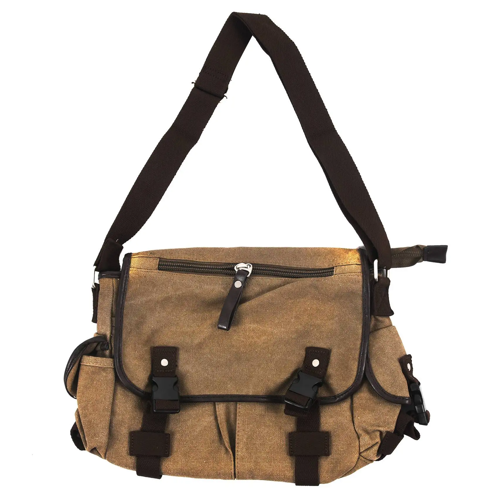 Canvas Lederen Tas Schouder Messenger Bag Heren Casual Tas Notebook Koffer Reis Handtas