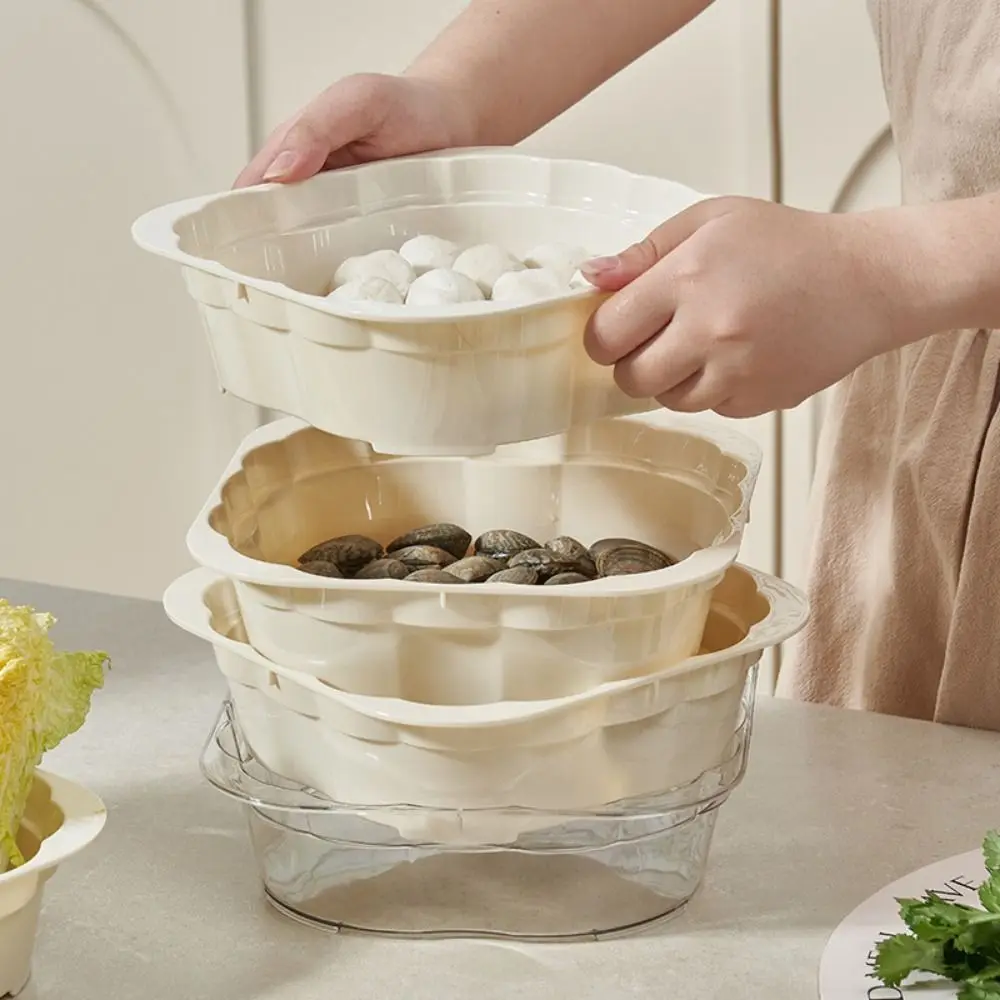 

2/5Pcs Creative Fruit Drainer Basket Set Square Space-Saving Vegetable Washing Basin Household Reusable Kitchen Strainer Basket