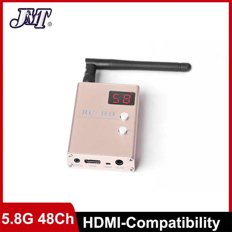 JMT FPV 5.8G 5.8GHz 48 Channels RC-HD Video Receiver compatibility-HDMI Output & A/V and Power Cables For FPV Drone Quadcopter