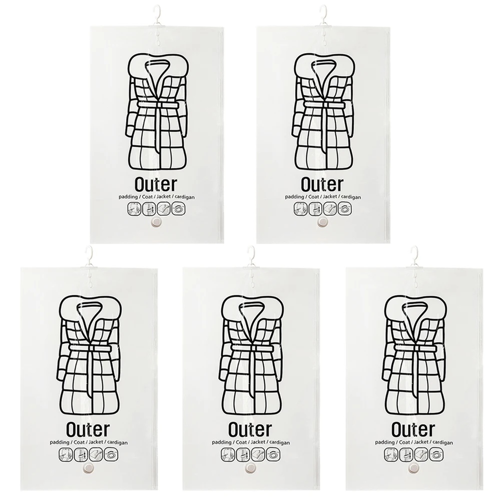 

5 шт., прозрачный вакуумный мешок, пылезащитный компрессионный мешок для хранения одежды, экономия места для одежды, пухового пальто