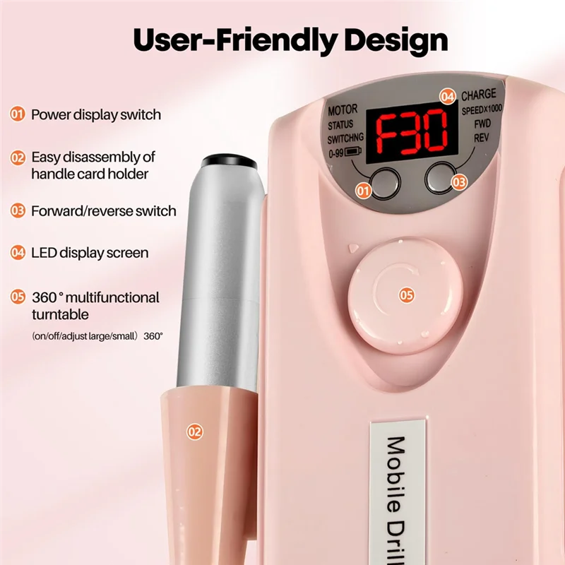 Broyeur de vernis à ongles électrique alimenté par batterie, perceuse à ongles, lime, outil de manucure