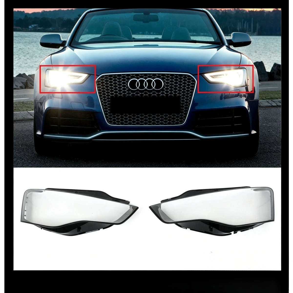 Left/Right Car Headlight Shell Transparent Lampshade Clear Cover Front Headlamp Lens Cover 8W0941043 For Audi A4 A4L 2016 -2019