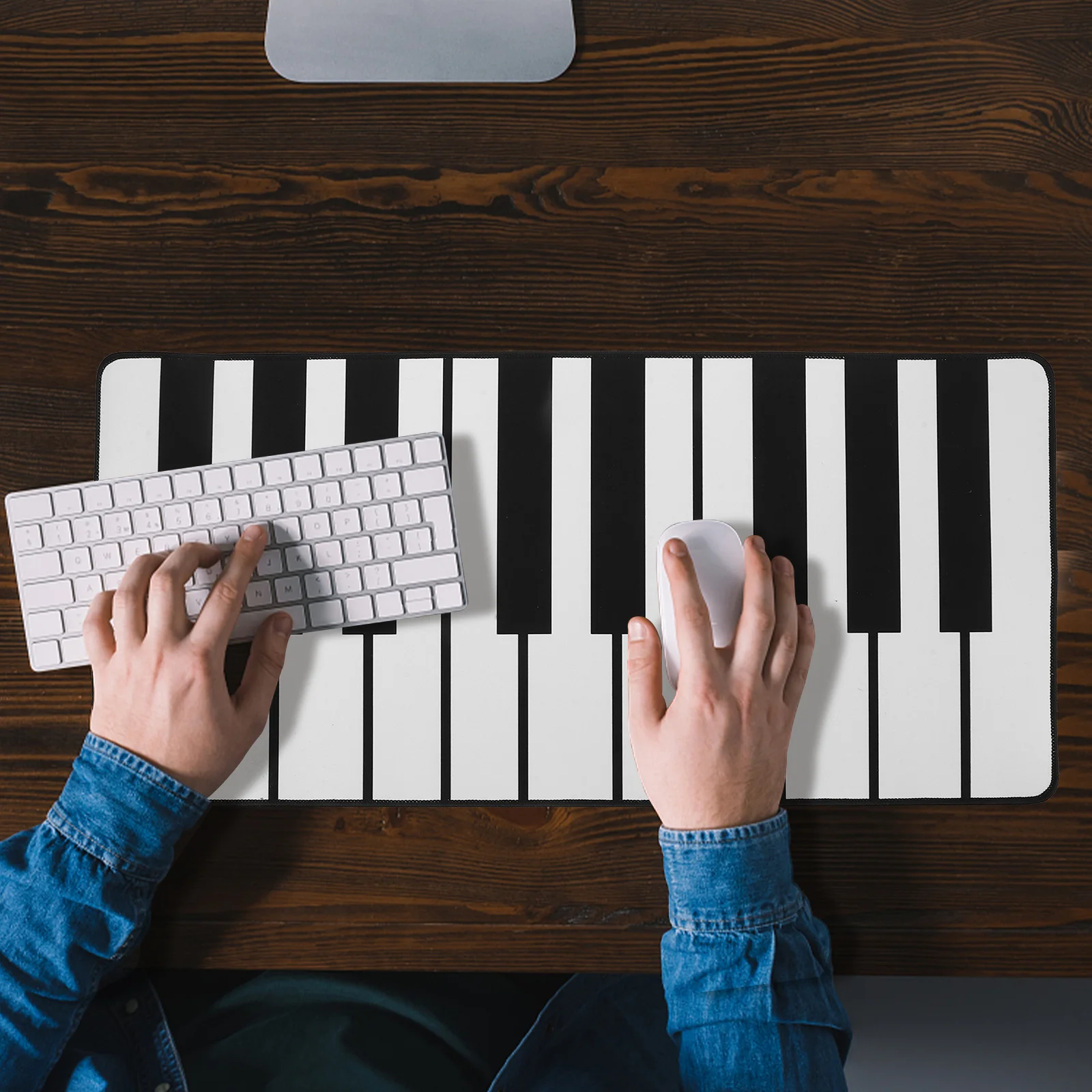 

Music Themed Piano Keyboard Mouse Pad Large Black White Desk Protector Mat Smooth Surface for Office Gaming Long Hours Comfort