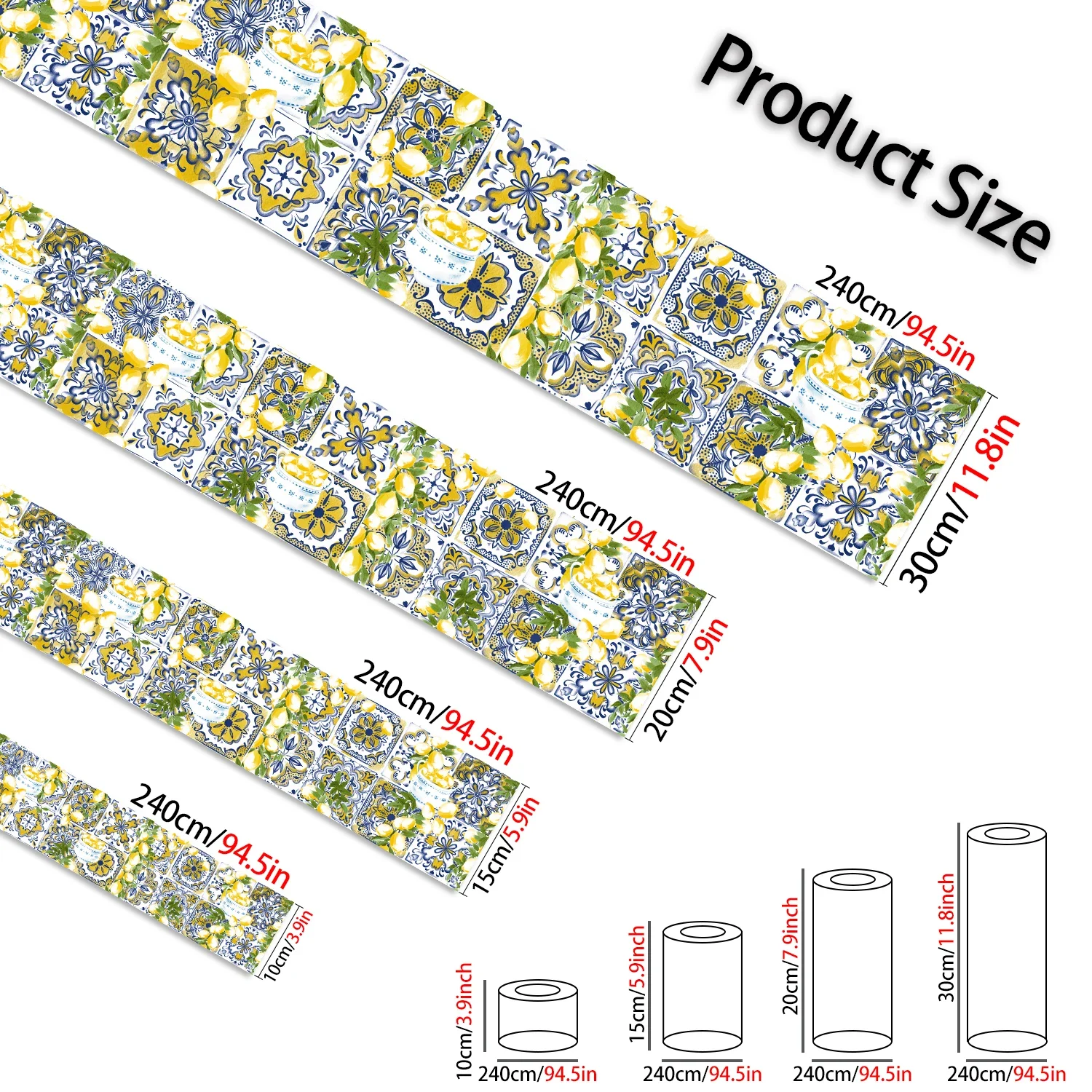 الليمون بلاط السيراميك ملصقات الحائط قشر وعصا المطبخ باكسبلاش الزخرفية الخصر التفاف قطاع خزانة الفن جدار الشارات #5
