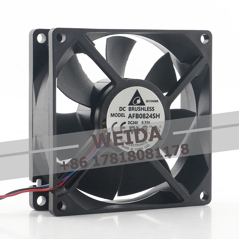 Cooling Fan Delta 8CM AFB0824SH  Inverter Control Cabinet Elevator DC24V 0.33A  3-wire 8025 Dual Ball