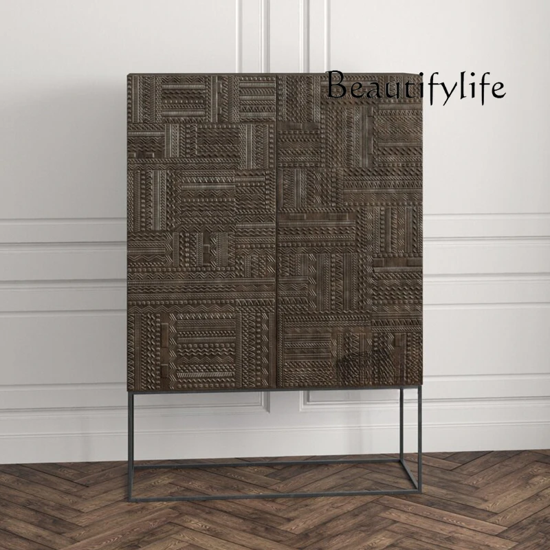 

Solid wood multi-layer entrance cabinet large capacity light luxury high cabinet locker