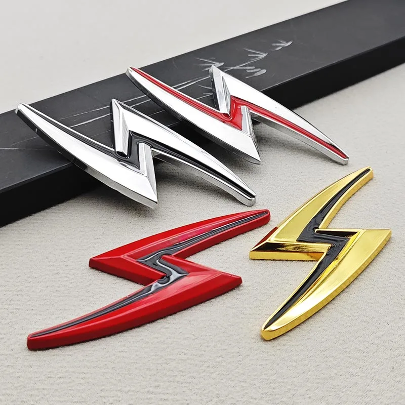 3D Metal Car Sticker Logo S Lightning Badge Fender Side Rear Trunk Emblem Decals Car Universal Accessories