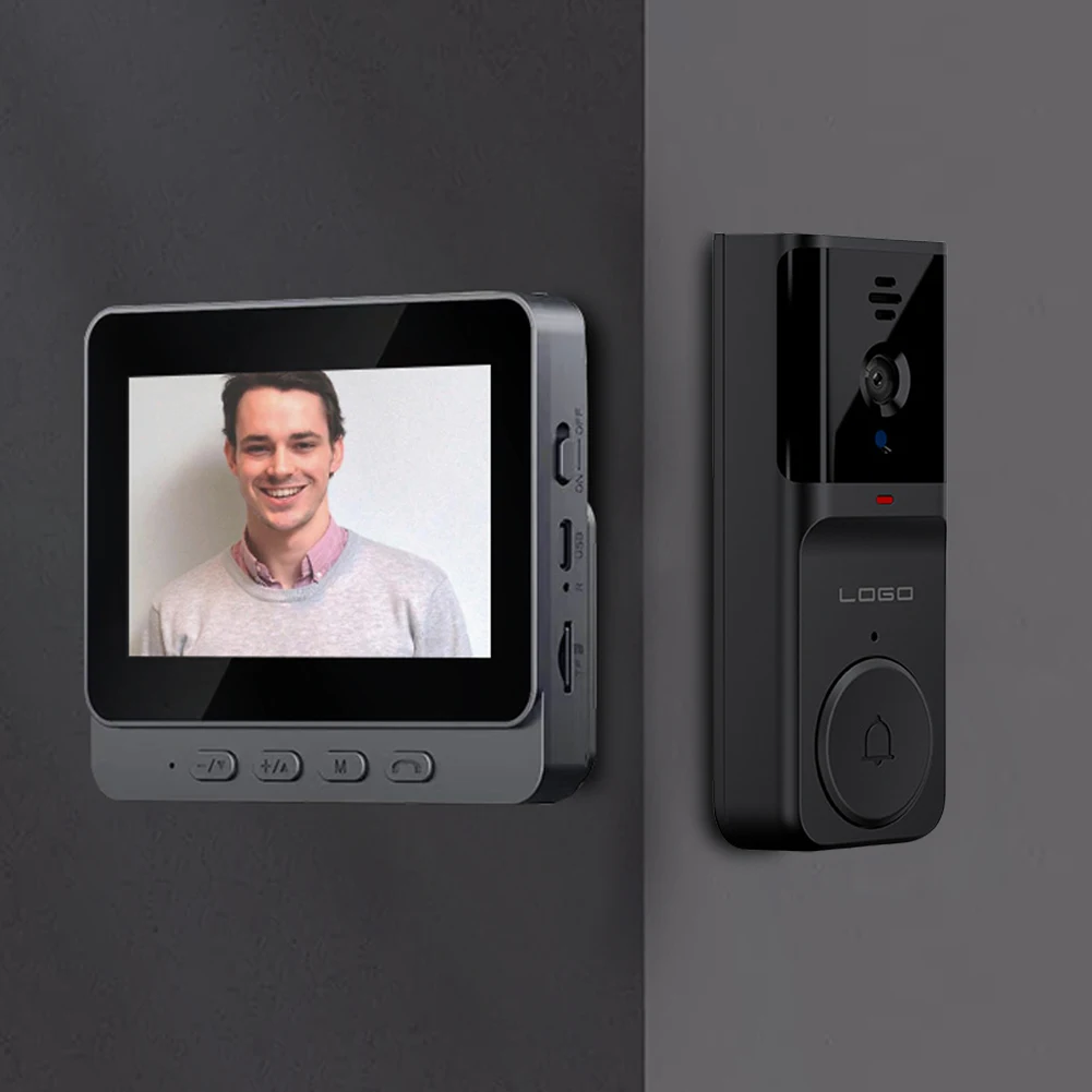 Campanello video wireless Wi-Fi 2.4G Audio bidirezionale Videocitofono intelligente Campanello Visione notturna a infrarossi per appartamento familiare