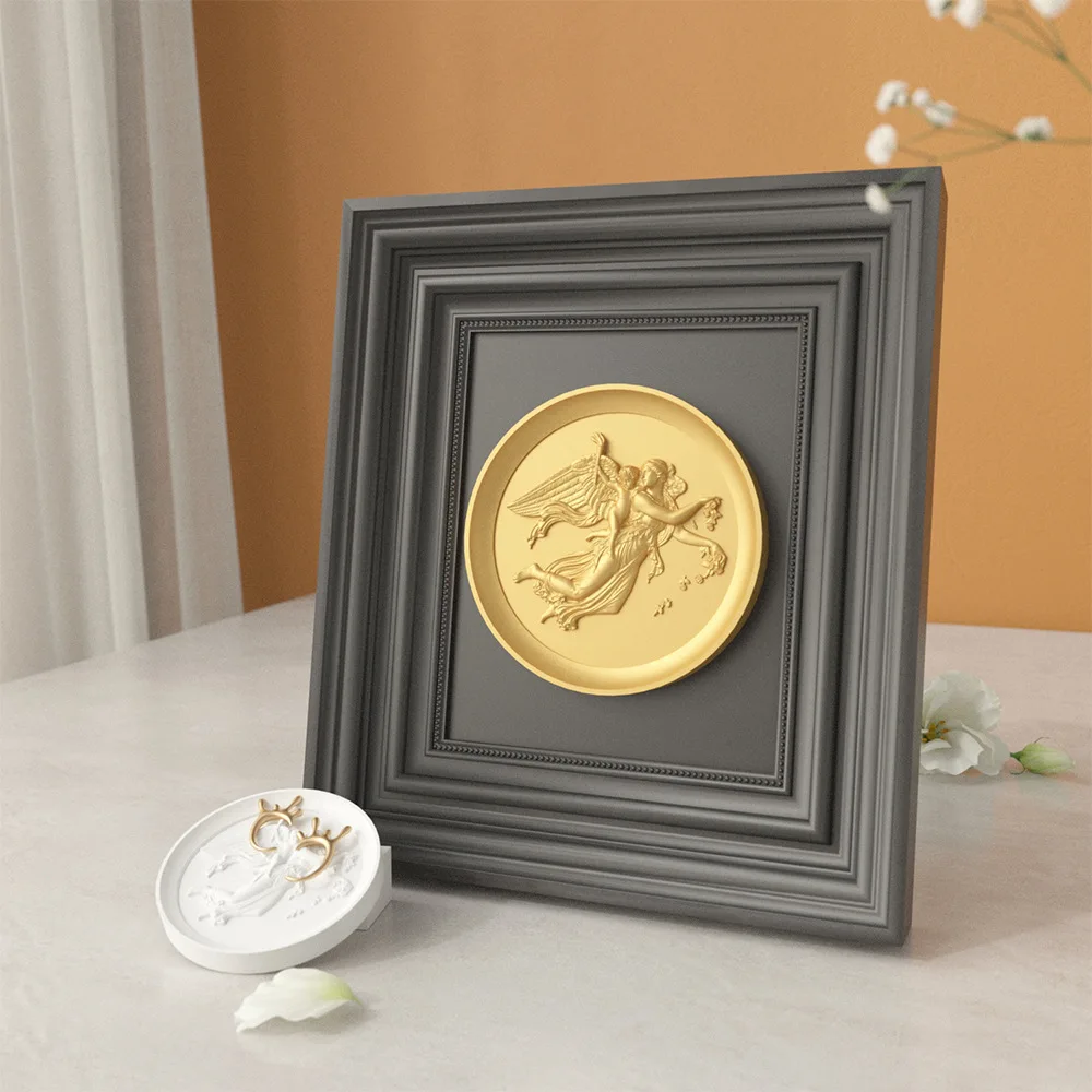 Angel Embossed Dish Plaster Silicone Molds Plate Silicone Molds Resin Jar Silicone Mould for Jesmonite Concrete Cement DIY