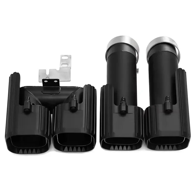SYPES Car Stainless Steel Quad Square Muffler Tip Exhaust Tip for 2020+ Defender 90 110 130 Black Knight