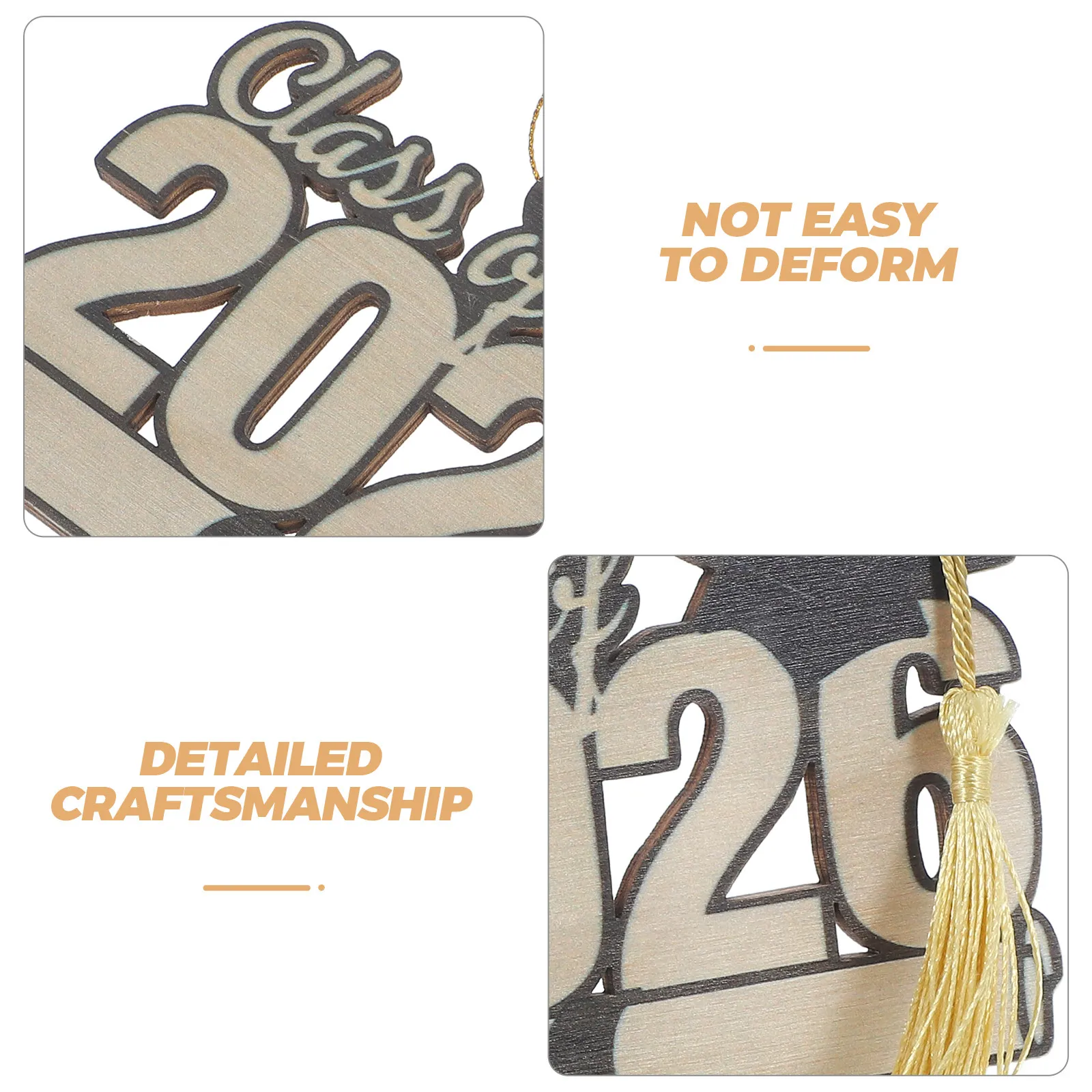 Class of 2026 Wooden Graduation Hanging Ornament Elegant Sturdy Wood Sign for Wall Tree Graduation Season Decor College High