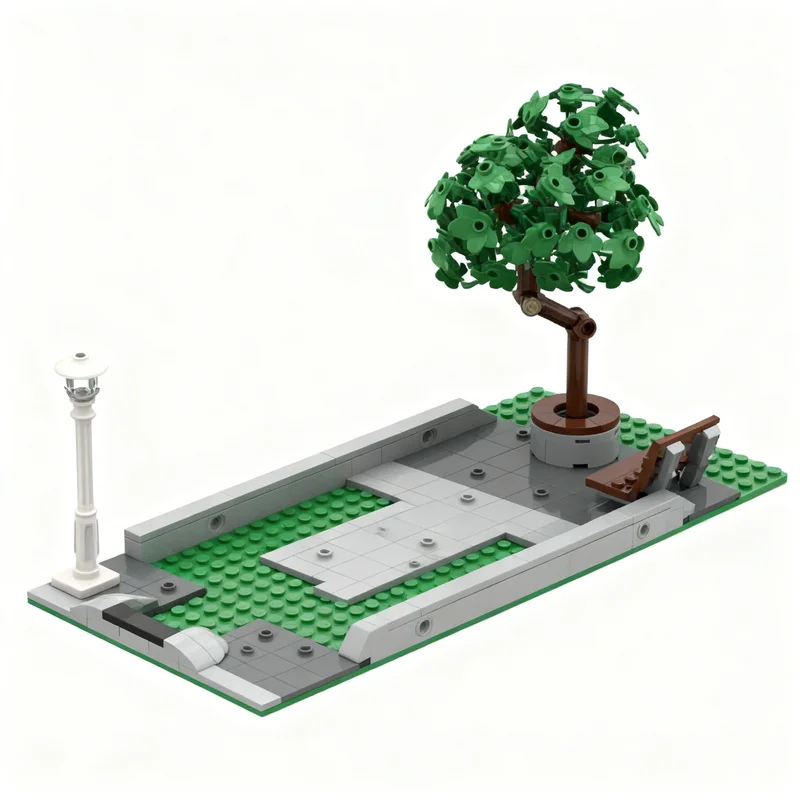 306개 MOC 모듈형 거리 풍경 베이스 시티 버스 모델 장난감 블록 건축 DIY 창의적인 크리스마스 선물 교육용