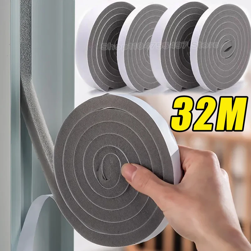 16pcs Resilience Seal Tape Self-Adhesive Foam Window Sealing Strip Weather Stripping Door Soundproof Windproof Insulation Strips