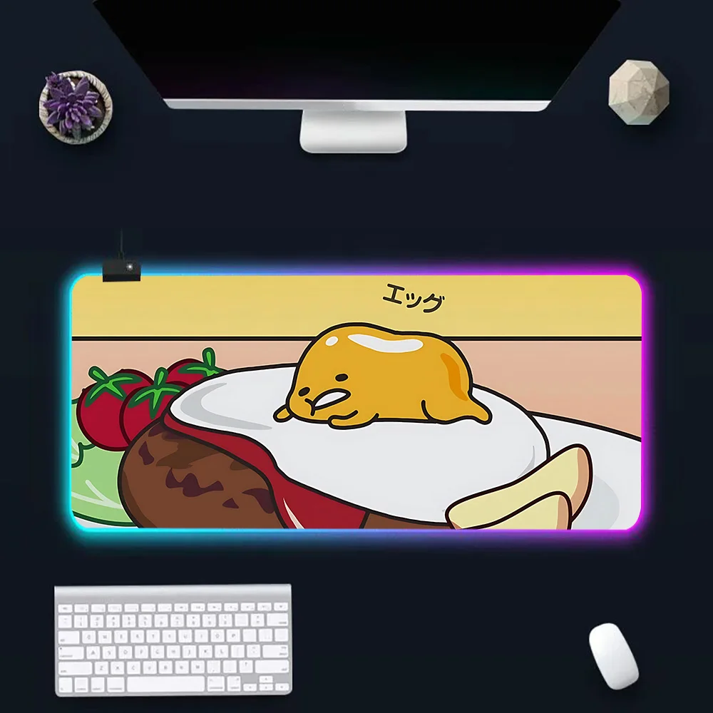 Sanrio Gudetama Lazy Egg RGB Pc Gamer Keyboard Mouse Pad Mousepad LED Glowing Mouse Mats Rubber Gaming Computer Mausepad