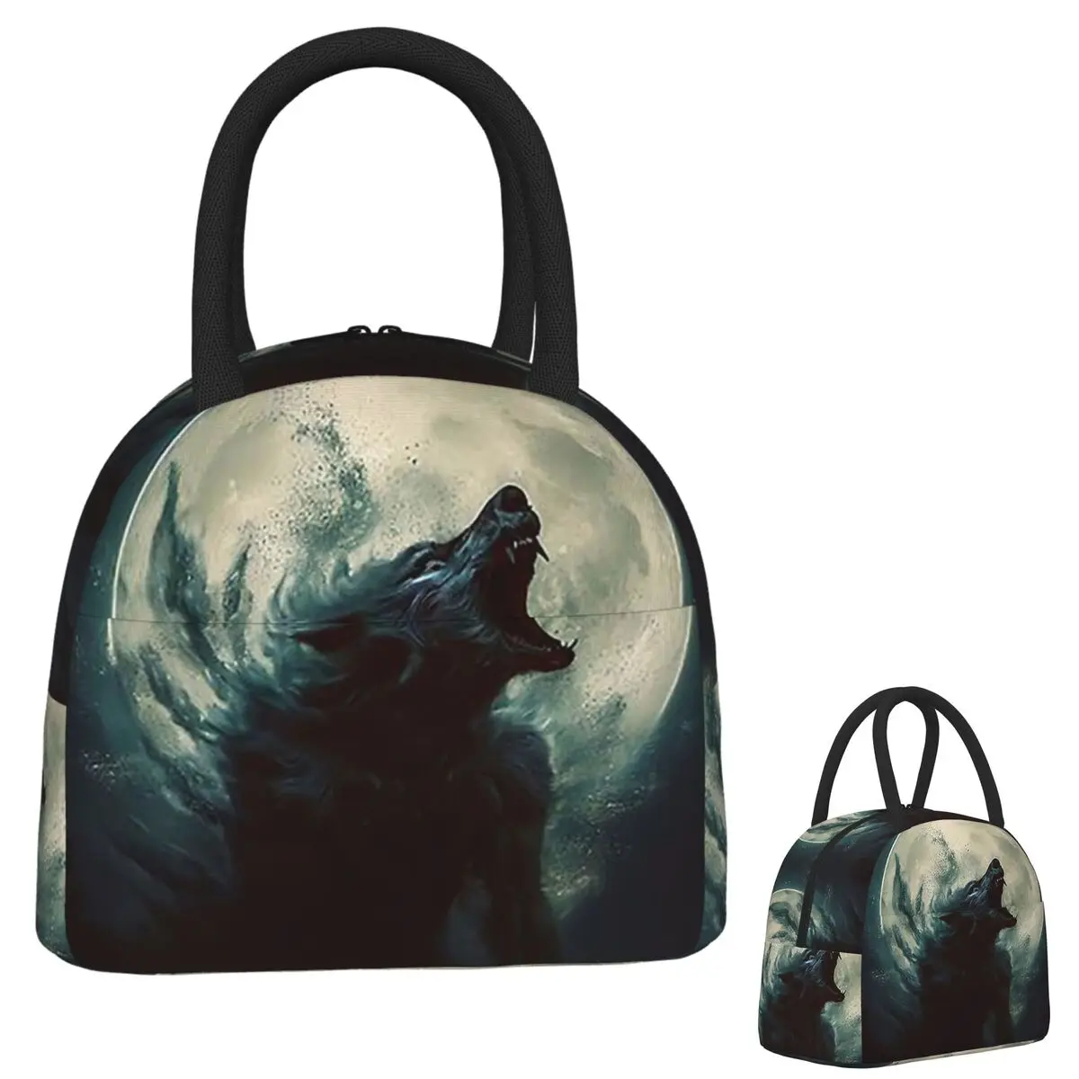 Wolfman Werewolf Curse Of The Night Moon 6 bolsa de almuerzo aislada para mujeres niños cajas de comida portátiles caja de almuerzo térmica Tote