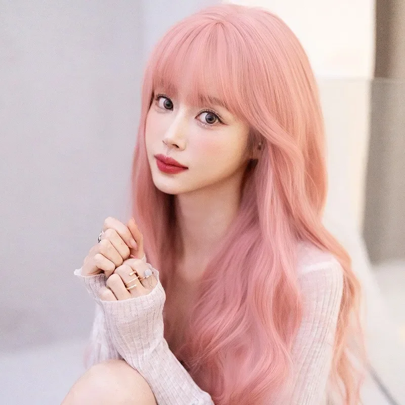 60cm Long Pink Body Wave Lolita Wig New Beautiful Fashion Synthetic Anime Halloween Party Cosplay Wig For Women