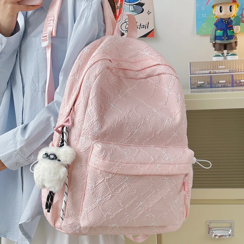 

Korean Student School Backpack Floral School Bags for Teenage Girls Cute Women's Backpack Lightweight Book Bag Nylon Rucksack