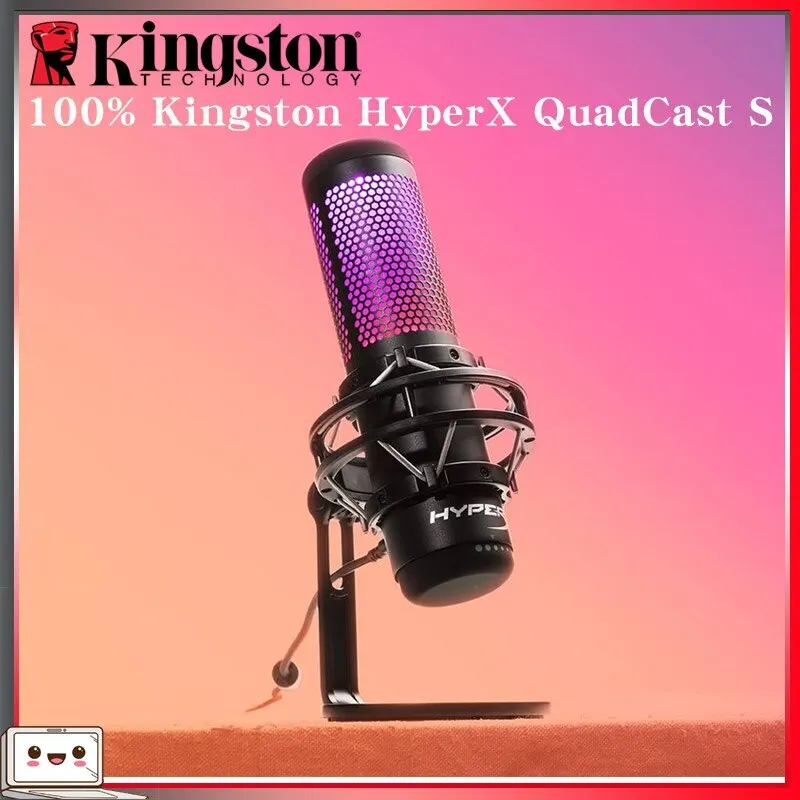 Kingston HyperX QuadCast s Professionnel RGB USB condenser microphone for PC PS4 Mac and Discord Teamspeak YouTube XSPLIT OBS,