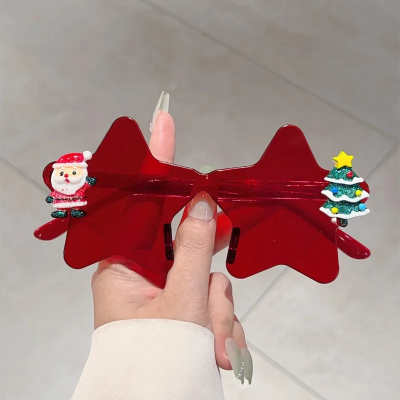 

Christmas Elements Cute Cartoon Decorative Glasses Women's Fashion Pentagram Holiday Photo Atmospheric Sunglasses