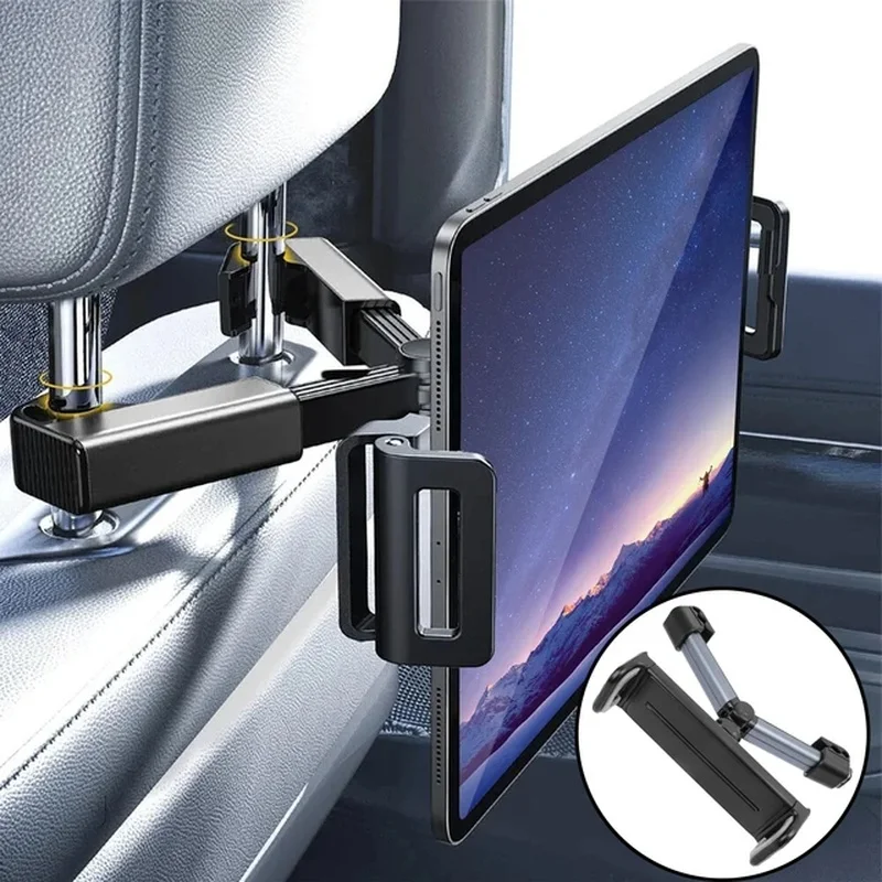 Car Back Seat Headrest Mount Holder For 4-14 inch iPad Tablet Mobile Phones Universal 360° Rotatable Shockproof Phone Bracket