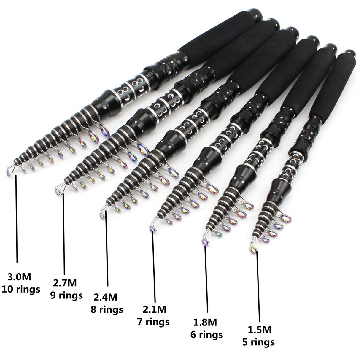 1.5M-3.0M Carbon Portable Travel Mini Length Telescopic Fish Rod Spinning Rod Carp Trout Bass Rod Sea Ocean Fishing Rods - view 6