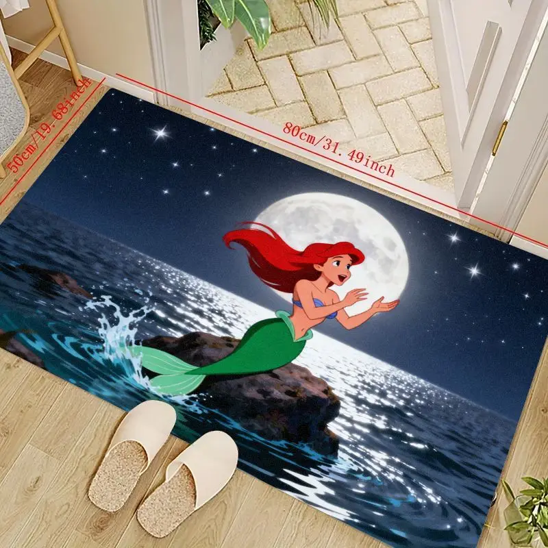 

1 шт. коврик с тематикой русалки Ариэль для декора пола в гостиной, коврик для детской игровой комнаты, 80 см x 60 см (31,49 дюйма x 23,62 дюйма), вдохновленный океаном
