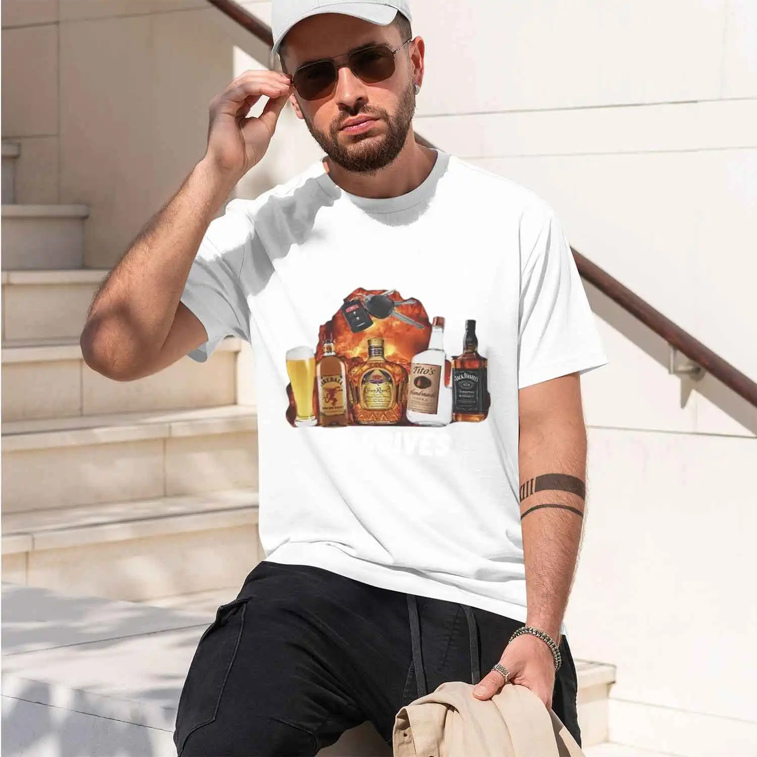 Humor Style Men's T-Shirt Alcoholism esn't Run In My Family It Drives Graph Design For Casual Wear Summer And Winter Gifts For A