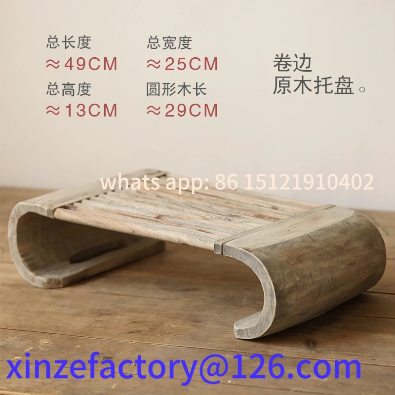 

Customizable Japanese Retro Solid Wood Tea Tray Paulownia Wood Craft Table Minimalist Balcony Decoration Zen Style Coffee Table