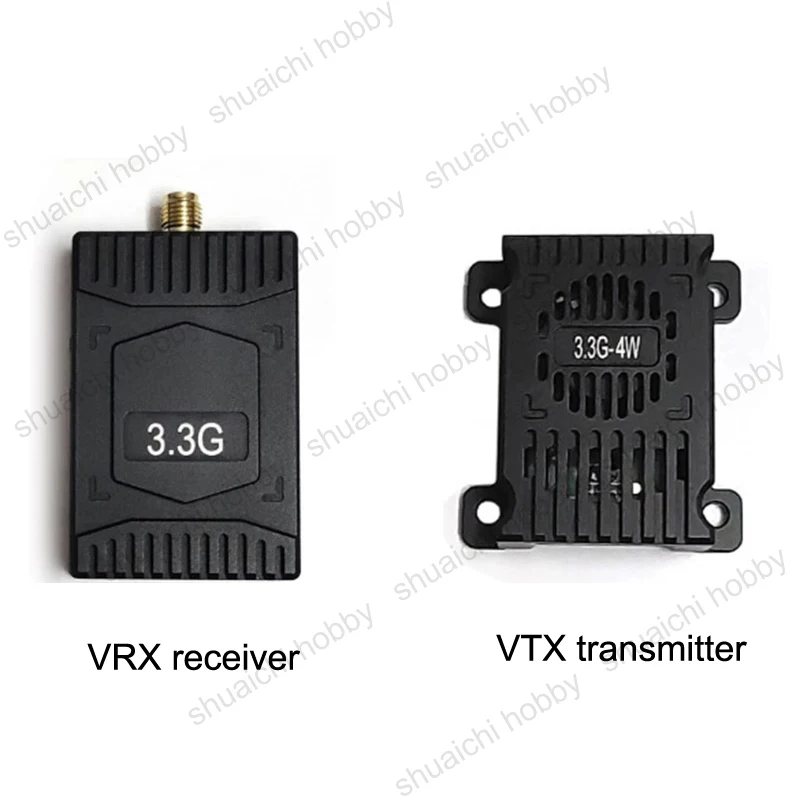 1Set 3.3GHz 4W FPV Video Transmitter VTX DC 7-36V VRX Receiver Module with Antenna for RC Racing Drone Security Monitoring Parts