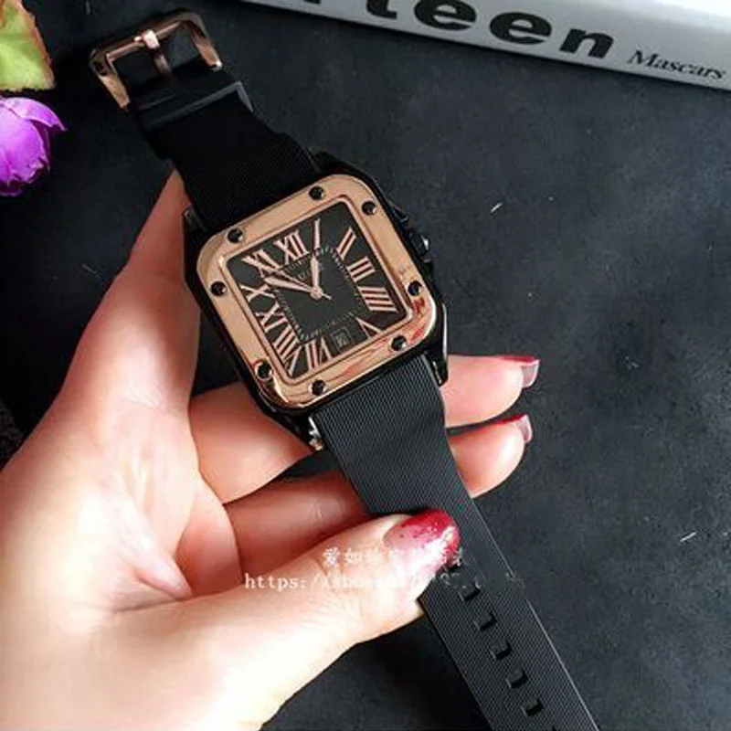 Fashion Top Brand GUOU Square Women Watch Luxury Brand Vintage Roman Numeral Ladies Gift Watches Silicone Watchband Women Clock