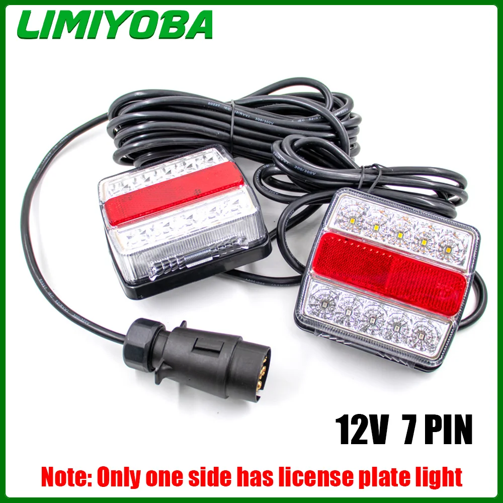 1Set Rear Towing Tail Light 12V 10m LED Trailer 7 Pin Universal Brake Stop Lamp License Number Plate light Reflector Waterproof