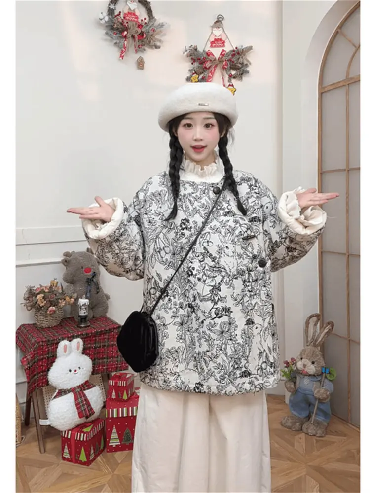 

New Chinese Sle Women's down Cotton Jaet Spring Season Unique Super Beautiful Cotton Coat Trendy Loose Fit Commute Sle