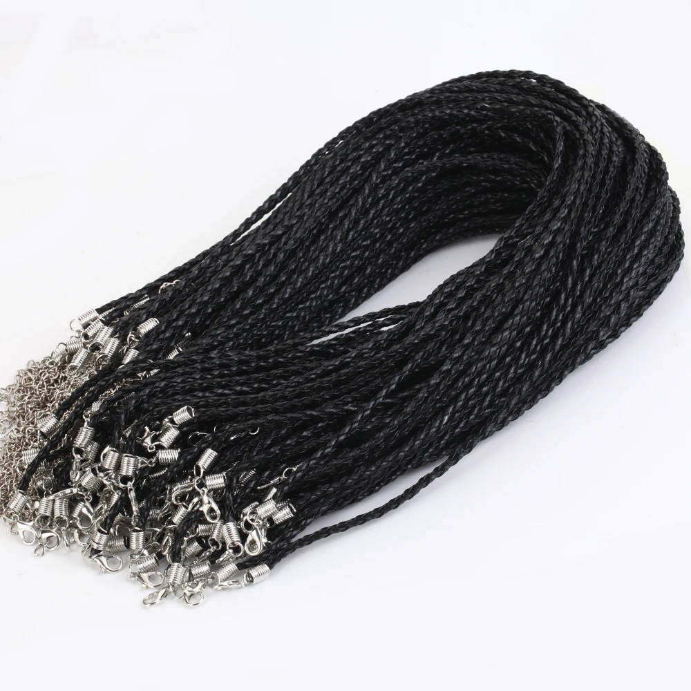 10 Pcs/lot Real Leather Cord Necklace With Clasp Adjustable Braided Rope Four-Strand Braid For Jewelry Making DIY Bracelets