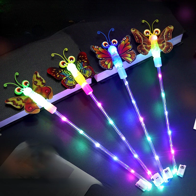 20pcs Glowing Sticks Rod Light Up LED Butterfly Fairy Wand for Girls Birthday Gift Party    Holiday      Halloween