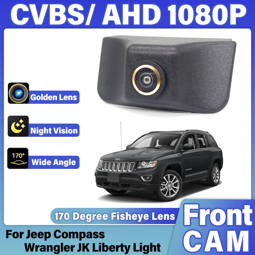 CCD HD Car Front View Logo Embeded Golden lens Camera For Jeep Renegade Cherokee KL WK2 2014~2020 2021 Waterproof Parking Camera