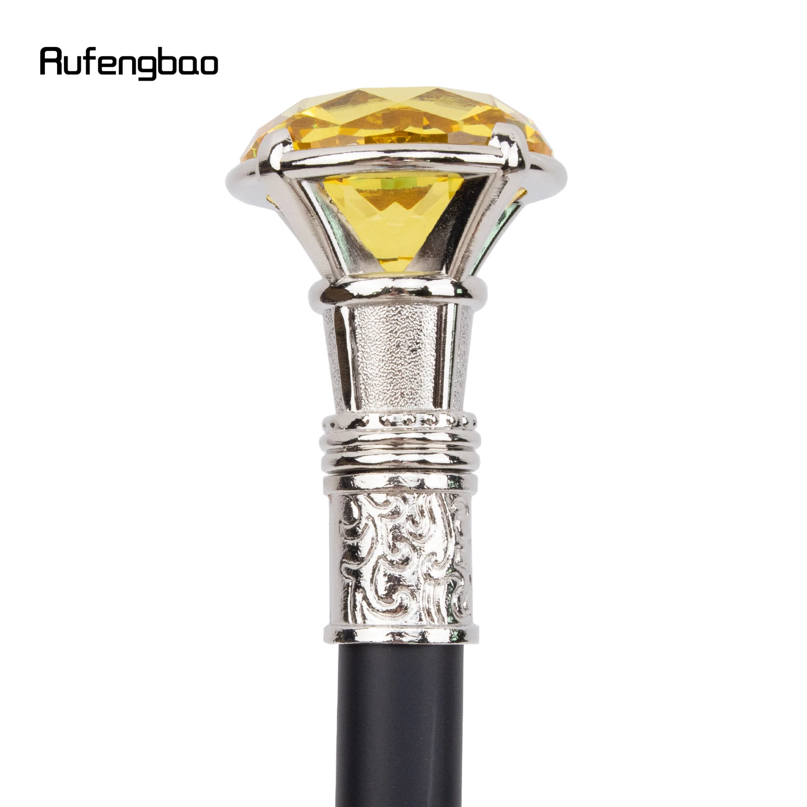 Gele Diamant Type Witte Wandelstok Mode Riet Gentleman Elegante Cosplay Riet Knop Crosier 93cm Prestaties Podium Riet