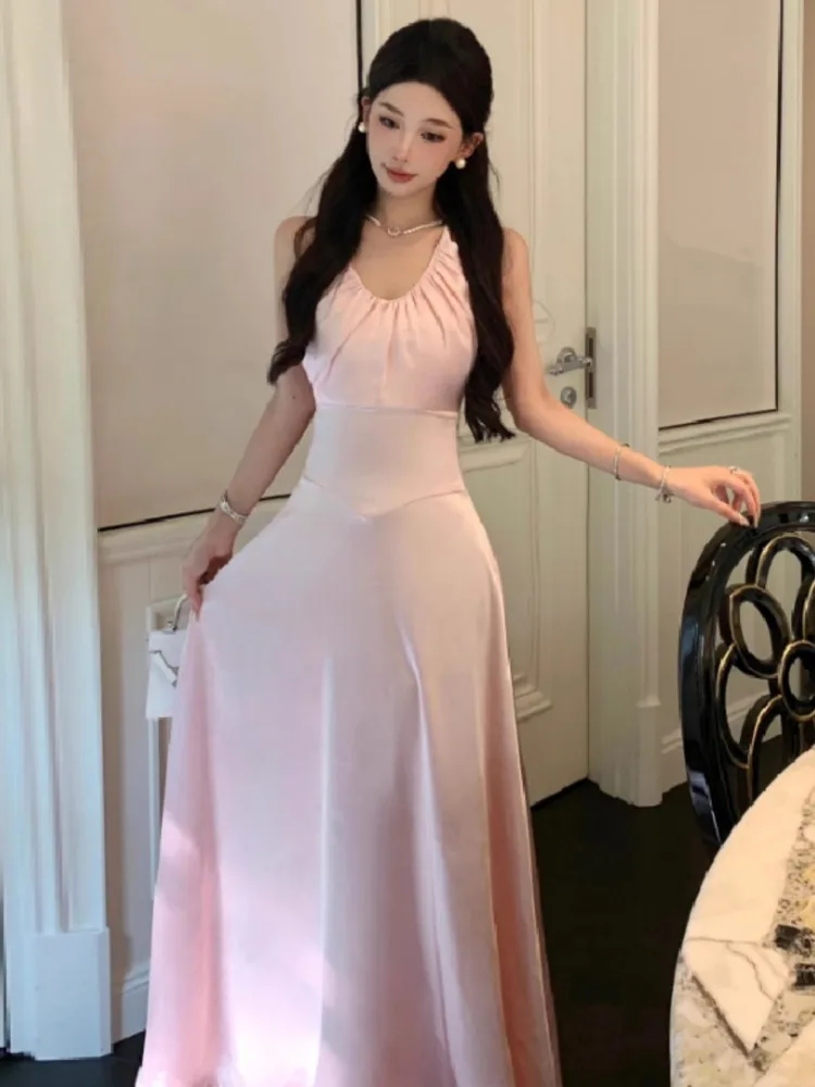 Topanoma Temperament Evening Dresses Women Wedding Party Sleeveless V Neck Backless Elegant Cocktail Bridesmaids Banquet Ladies